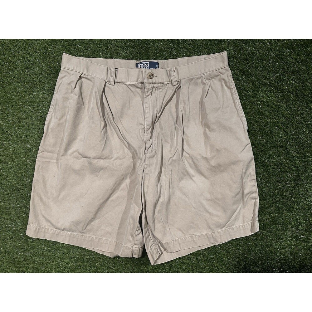 Polo Ralph Lauren Tyler Khaki Shorts Size 36 Pleated Cotton
